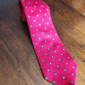 Givenchy Monsieur Vintage Silk Tie Burgundy Red Geometric Medallion Men Necktie